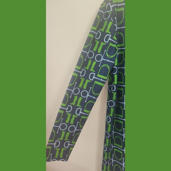 Haley & The Hound Equestrian Print Long Sleeve Dress Sz Medium - Picture 5 of 7